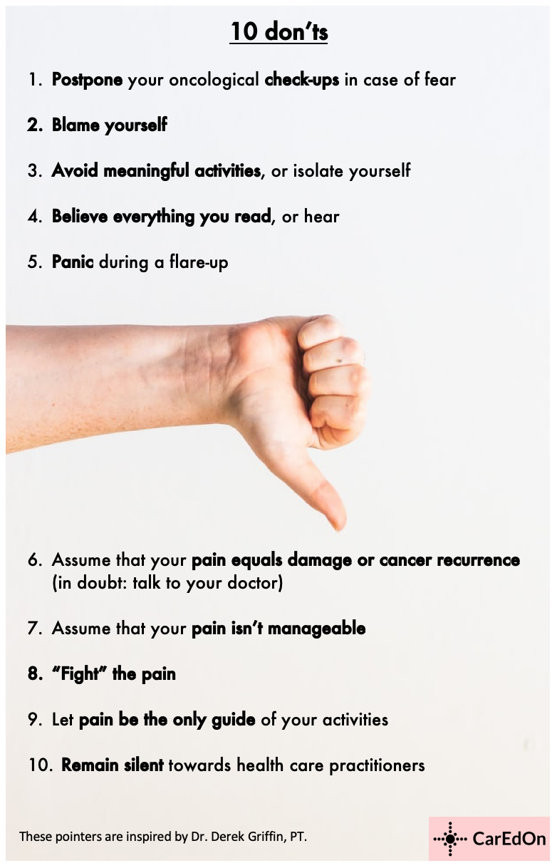 10 don'ts for persistent pain in cancer survivors